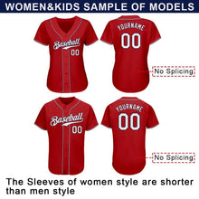 Load image into Gallery viewer, Custom Red White-Navy Authentic Baseball Jersey
