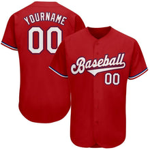 Load image into Gallery viewer, Custom Red White-Royal Authentic Baseball Jersey
