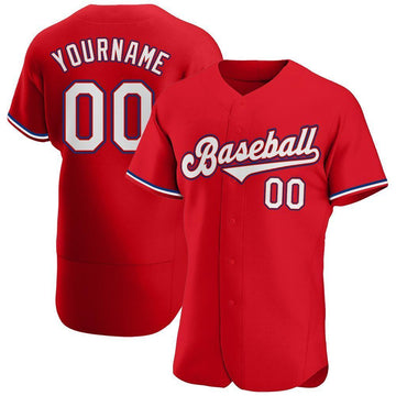 Custom Red White-Royal Authentic Baseball Jersey