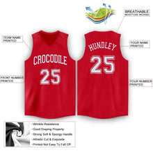 Load image into Gallery viewer, Custom Red White V-Neck Basketball Jersey
