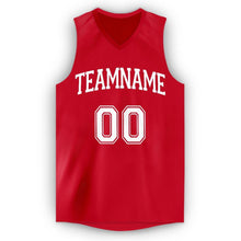 Load image into Gallery viewer, Custom Red White V-Neck Basketball Jersey
