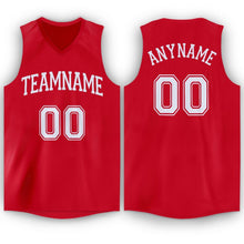 Load image into Gallery viewer, Custom Red White V-Neck Basketball Jersey
