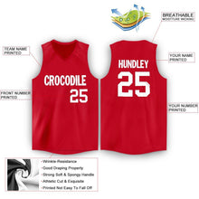 Load image into Gallery viewer, Custom Red White V-Neck Basketball Jersey
