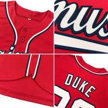 Load image into Gallery viewer, Custom Red Navy-White Authentic Baseball Jersey
