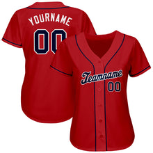 Load image into Gallery viewer, Custom Red Navy-White Authentic Baseball Jersey
