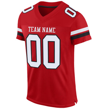 Custom Red White-Black Mesh Authentic Football Jersey