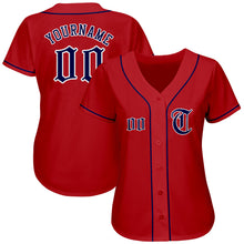 Load image into Gallery viewer, Custom Red Navy-White Authentic Baseball Jersey
