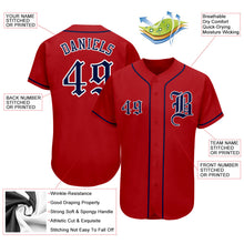 Load image into Gallery viewer, Custom Red Navy-White Authentic Baseball Jersey
