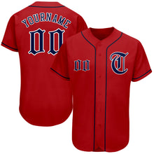 Load image into Gallery viewer, Custom Red Navy-White Authentic Baseball Jersey
