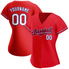 Load image into Gallery viewer, Custom Red White-Royal Authentic Baseball Jersey
