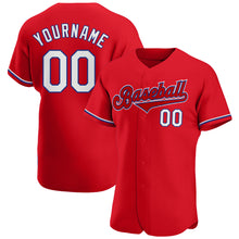 Load image into Gallery viewer, Custom Red White-Royal Authentic Baseball Jersey
