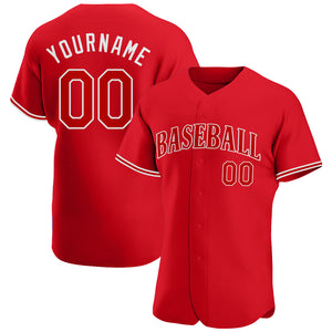 Custom Red Red-White Authentic Baseball Jersey