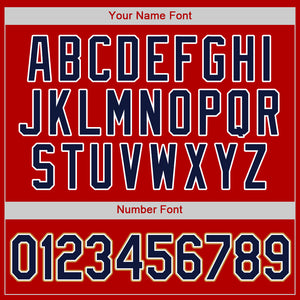 Custom Red Navy-Old Gold Authentic Baseball Jersey