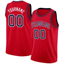 Load image into Gallery viewer, Custom Red Navy-White Round Neck Rib-Knit Basketball Jersey
