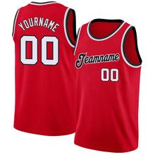 Load image into Gallery viewer, Custom Red White-Black Round Neck Rib-Knit Basketball Jersey
