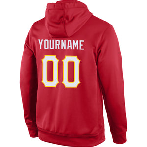Custom Stitched Red White-Gold Sports Pullover Sweatshirt Hoodie