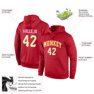 Custom Stitched Red White-Gold Sports Pullover Sweatshirt Hoodie