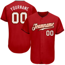 Load image into Gallery viewer, Custom Red White-Black Authentic Baseball Jersey
