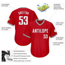 Load image into Gallery viewer, Custom Red White-Gray Authentic Throwback Rib-Knit Baseball Jersey Shirt
