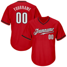 Load image into Gallery viewer, Custom Red White-Black Authentic Throwback Rib-Knit Baseball Jersey Shirt

