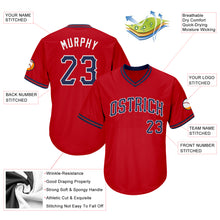 Load image into Gallery viewer, Custom Red Navy-White Authentic Throwback Rib-Knit Baseball Jersey Shirt
