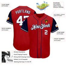 Load image into Gallery viewer, Custom Red White-Navy Authentic Baseball Jersey
