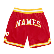 Load image into Gallery viewer, Custom Red White-Gold Authentic Throwback Basketball Shorts
