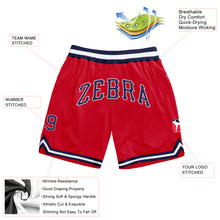Load image into Gallery viewer, Custom Red Navy-White Authentic Throwback Basketball Shorts
