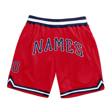 Load image into Gallery viewer, Custom Red Navy-White Authentic Throwback Basketball Shorts
