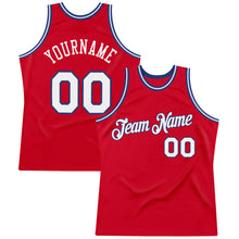 Load image into Gallery viewer, Custom Red White-Royal Authentic Throwback Basketball Jersey
