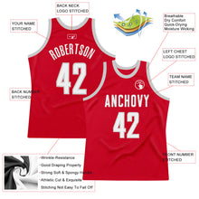Load image into Gallery viewer, Custom Red White-Silver Gray Authentic Throwback Basketball Jersey
