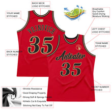 Load image into Gallery viewer, Custom Red Black-Old Gold Authentic Throwback Basketball Jersey
