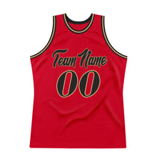 Load image into Gallery viewer, Custom Red Black-Old Gold Authentic Throwback Basketball Jersey
