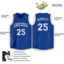Load image into Gallery viewer, Custom Royal White V-Neck Basketball Jersey
