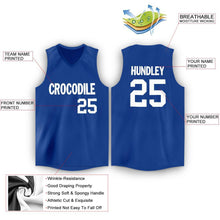 Load image into Gallery viewer, Custom Royal White V-Neck Basketball Jersey
