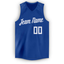 Load image into Gallery viewer, Custom Royal White V-Neck Basketball Jersey
