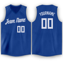 Load image into Gallery viewer, Custom Royal White V-Neck Basketball Jersey
