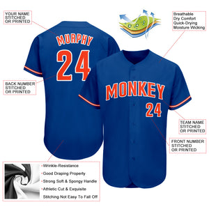 Custom Royal Orange-White Authentic Baseball Jersey