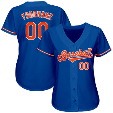 Custom Royal Orange-White Authentic Baseball Jersey