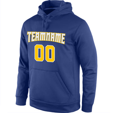 Custom Stitched Royal Gold-White Sports Pullover Sweatshirt Hoodie