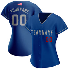 Load image into Gallery viewer, Custom Royal Gray-Red Authentic American Flag Fashion Baseball Jersey
