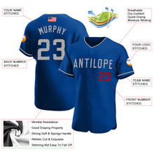 Load image into Gallery viewer, Custom Royal Gray-Red Authentic American Flag Fashion Baseball Jersey
