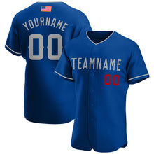 Load image into Gallery viewer, Custom Royal Gray-Red Authentic American Flag Fashion Baseball Jersey
