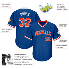 Load image into Gallery viewer, Custom Royal Orange-White Authentic Throwback Rib-Knit Baseball Jersey Shirt
