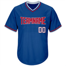 Load image into Gallery viewer, Custom Royal Red-White Authentic Throwback Rib-Knit Baseball Jersey Shirt
