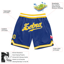Load image into Gallery viewer, Custom Royal Gold-White Authentic Throwback Basketball Shorts
