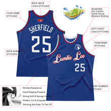 Load image into Gallery viewer, Custom Royal White-Red Authentic Throwback Basketball Jersey
