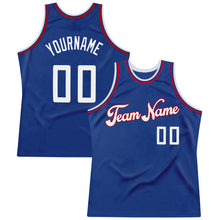 Load image into Gallery viewer, Custom Royal White-Red Authentic Throwback Basketball Jersey
