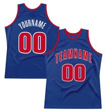 Load image into Gallery viewer, Custom Royal Red-White Authentic Throwback Basketball Jersey
