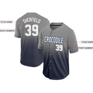 Custom Navy White-Gray Fade Baseball Jersey